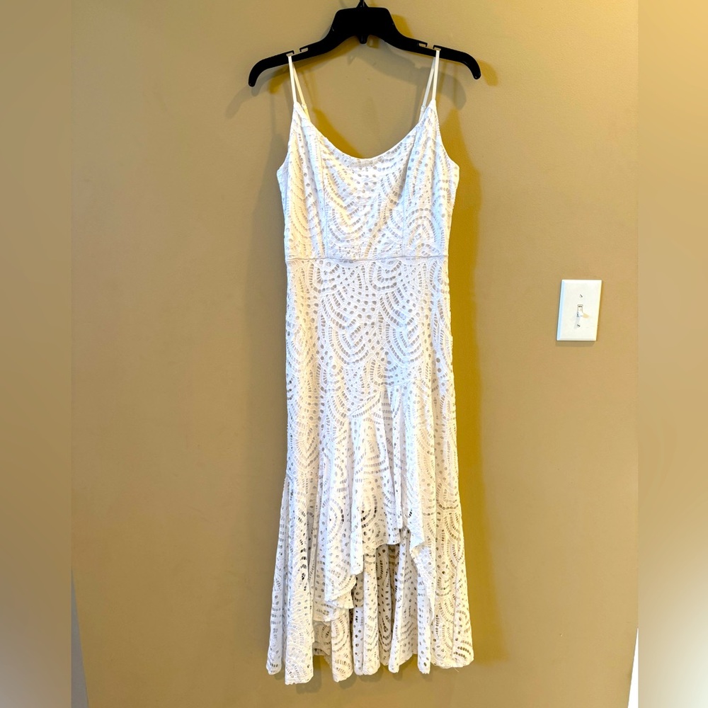 Emerald Sundae White High Low Lace Dress